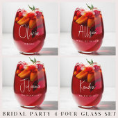 シックなホワイトスクリプトブライダルパーティ結婚ズ ステムなしワイングラス