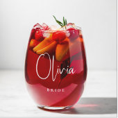 シックなホワイトスクリプトブライダルパーティ結婚ズ ステムなしワイングラス