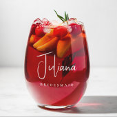 シックなホワイトスクリプトブライダルパーティ結婚ズ ステムなしワイングラス