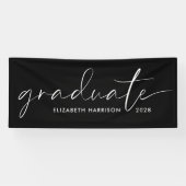 シックなホワイトスクリプトブラック卒業 横断幕 (横)