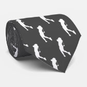シックなホワイトスポーツレディーゴルファーのシルエットネックタイ ネクタイ (ロール)