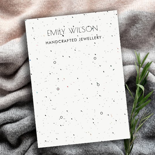 シックなホワイトテラゾテクスチャ3イヤリングディスプレイロゴ 名刺