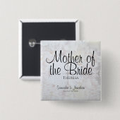 シックなホワイトハートと牡丹の母の花嫁 缶バッジ (正面&裏面)