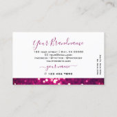 シックなホワイトピンクパープルきらめくグリッターシメリー 名刺 (裏面)