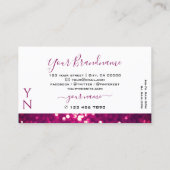 シックなホワイトピンクパープルきらめくグリッターモノグラム 名刺 (裏面)