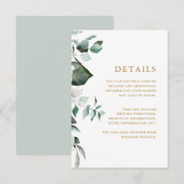 シックなホワイトフローラゲスト情報エンクロージャカード エンクロージャーカード