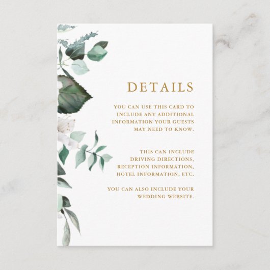 シックなホワイトフローラゲスト情報エンクロージャカード エンクロージャーカード (正面)