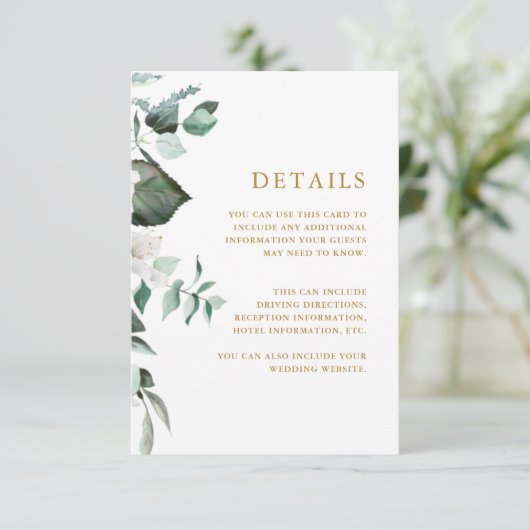 シックなホワイトフローラゲスト情報エンクロージャカード エンクロージャーカード (スタンド正面)