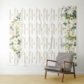 シックなホワイトフローラステップ&リピート誕生日背景 タペストリー (インサイチュ(横))