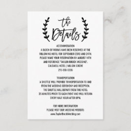 シックなホワイトブラックオリーブ枝詳細カード エンクロージャーカード