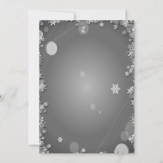 シックなホワイトブラッククリスマスボールスターズホリデー 招待状 (裏面)