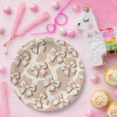 シックなホワイトボウ&ベージュカウズプリントハロウィーン – ペーパープレート (パーティー)