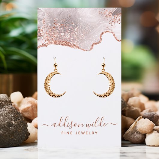 シックなホワイトマーブルゲートバラ金ゴールドイヤリングディスプレイ 名刺