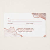 シックなホワイトマーブルゲートバラ金ゴールドギフトカード (裏面)