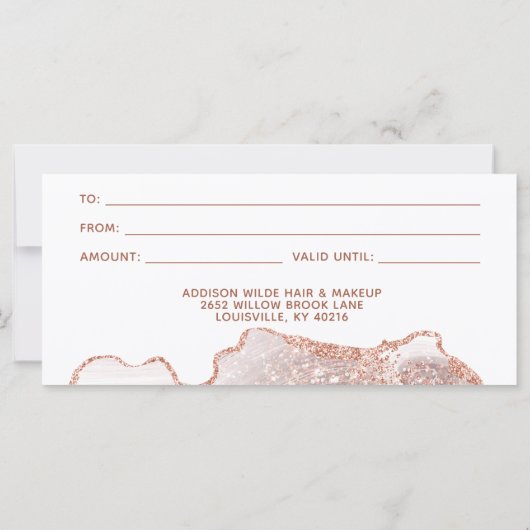 シックなホワイトマーブルゲートバラ金ゴールドギフト証明書 (裏面)