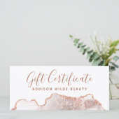 シックなホワイトマーブルゲートバラ金ゴールドギフト証明書 (スタンド正面)