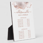 シックなホワイトマーブルゲートバラ金ゴールド価格メニュー フォトプラーク (側面)