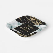 シックなホワイトマーブルゴールドフォイル絵を描テクスチャ誕生日 ペーパープレート (傾斜あり)