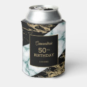 シックなホワイトマーブルゴールドフォイル絵を描テクスチャ誕生日 缶クーラー (缶裏面)