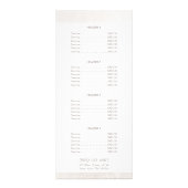 シックなホワイトマーブルサロンとスパ価格リストメニュー ラックカード (裏面)