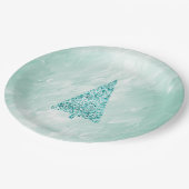 シックなホワイトミントクリスマスツリー ペーパープレート (アングル)