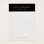 シックなホワイトレザーイヤリングジュエリーディスプレイカード (正面)