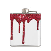 シックなホワイトレッドスパークルグリッタードリップスモノグラム フラスク (裏面)