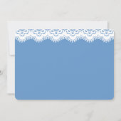 シックなホワイトレースと埃っぽいブルー結婚ズ 招待状 (裏面)