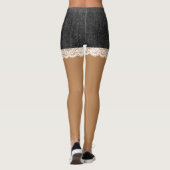 シックなホワイトレースフェイクブラックショーツジーンズ レギンス (裏面)