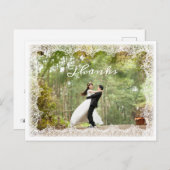 シックなホワイトレース結婚トリミングの感謝してい写真 ポストカード (正面/裏面)