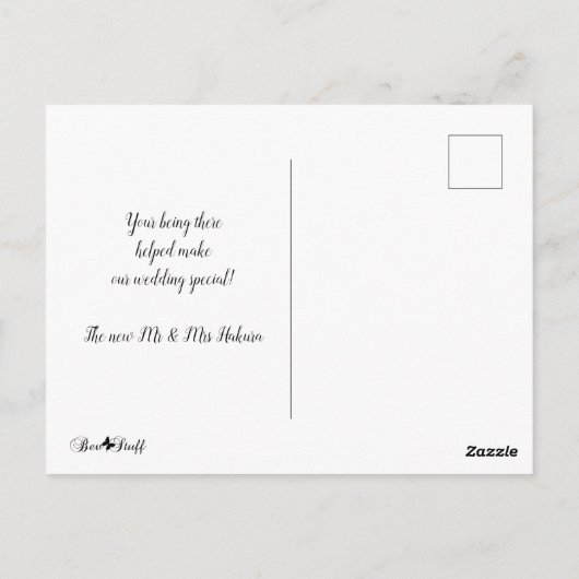 シックなホワイトレース結婚トリミングの感謝してい写真 ポストカード (裏面)