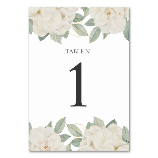 シックなホワイトロパーソナライズされたーズテーブル番号 テーブルナンバー (正面)