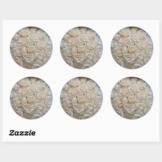 シックなホワイトローズ封筒用シールとシール ラウンドシール (シート)