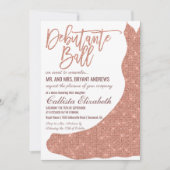 シックなホワイトローズ金ゴールドグリッタードレスデブタンテダンス 招待状 (正面)