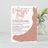 シックなホワイトローズ金ゴールドグリッタードレスデブタンテダンス 招待状 (スタンド正面)