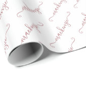 シックなホワイトローズ金ゴールド手書きスクリプト名 ラッピングペーパー (ロールコーナー)