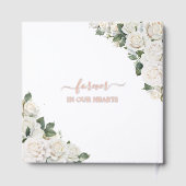 シックなホワイトローゼメモリアル葬儀バラ金ゴールド写真 ゲストブック (裏面)