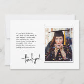 シックなホワイト署名の卒業発表 招待状 (裏面)