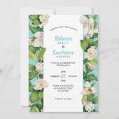 シックなホワイト花模様グリーン離れ結婚式招待状 招待状 (正面)