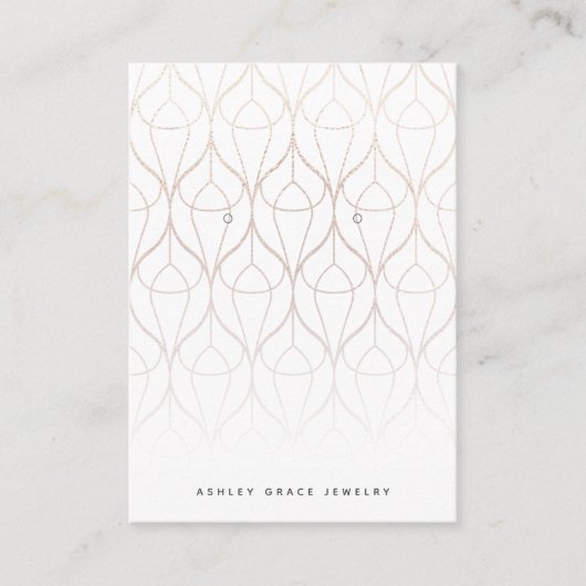 シックなホワイト金ゴールドイヤリングディスプレイカード 名刺 (正面)