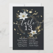 シックなホワイト金ゴールドフローラ結婚リースのテーブル番号 (正面)