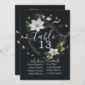 シックなホワイト金ゴールドフローラ結婚リースのテーブル番号 (正面/裏面)