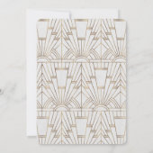 シックなホワイト金ゴールド素晴らしアールデコ結婚ズ 招待状 (裏面)