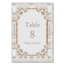 シックなホワイト金ゴールド素晴らしギャツビーアールデコテーブル番号