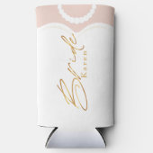 シックなホワイト金ゴールド花嫁ブライダルパーティバチェロレッテs スリム缶クーラー (正面)