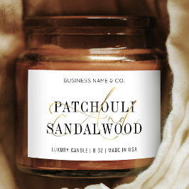 シックなホワイト&金ゴールドモダンキャンドルジャー製品ラベル フードラベル