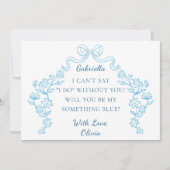 シックなボウフティーブルークルーブライダルパーティ提案 カード (正面)