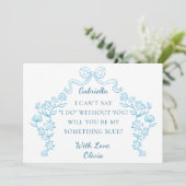 シックなボウフティーブルークルーブライダルパーティ提案 カード (スタンド正面)