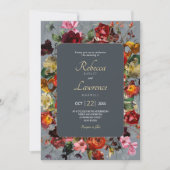 シックなボタニカルグレー結婚式招待状 招待状 (正面)