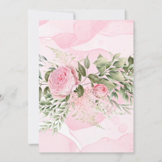 シックなボタニカルピンクウィステリアフローラウェディングシャワー 招待状 (裏面)